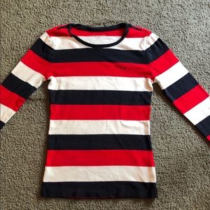 tommy hilfiger red, white, and blue long sleeve